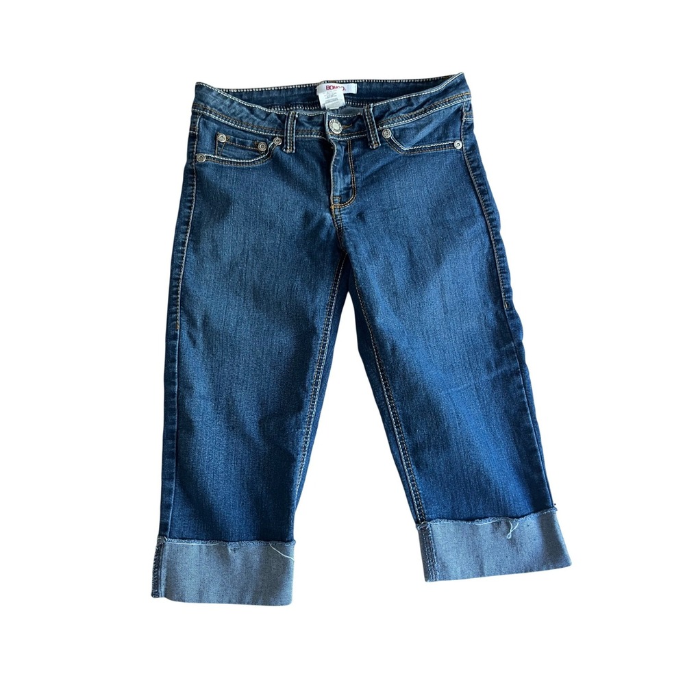 Bongo Womens Dark‎ Wash Low Rise Cuffed Capri Jeans Size 3 Blue Denim Cropped